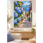 Blue Hydrangea Village Diamond Painting Kit home decor scene