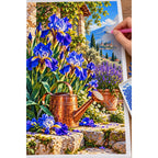 Blue Iris Copper Watering Can — diamond painting process with applicator pen