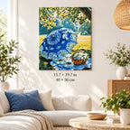 Blue Parasol Picnic shown in a styled room with 15.7 × 19.7 in and 40 × 50 cm dimensions
