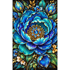 Blue Peony Jewel Bloom Diamond Painting Kit — Finished white-background diamond painting