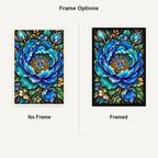 Blue Peony Jewel Bloom Diamond Painting Kit — No Frame and Framed comparison