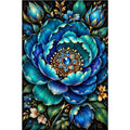 Blue Peony Jewel Bloom Diamond Painting Kit — original white-background artwork