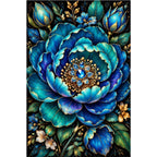 Blue Peony Jewel Bloom Diamond Painting Kit — original white-background artwork