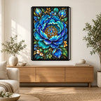 Blue Peony Jewel Bloom Diamond Painting Kit — Home decor scene