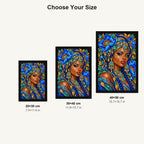 Blue Poppy Queen 20 by 30, 30 by 40, and 40 by 50 centimeter size guide