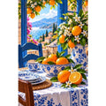 Blue Porcelain Orange Still Life — original artwork on a clean white background