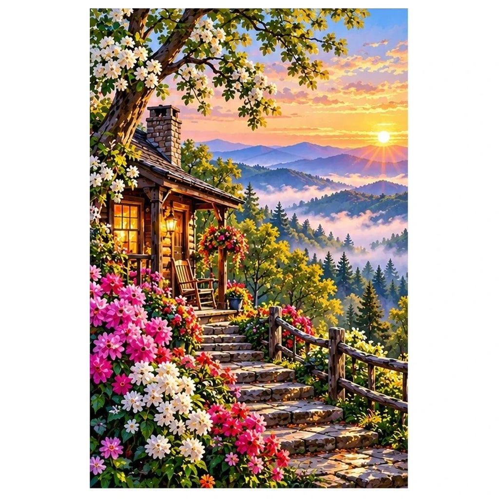 Blue Ridge Mountains Morning Mist original artwork on white