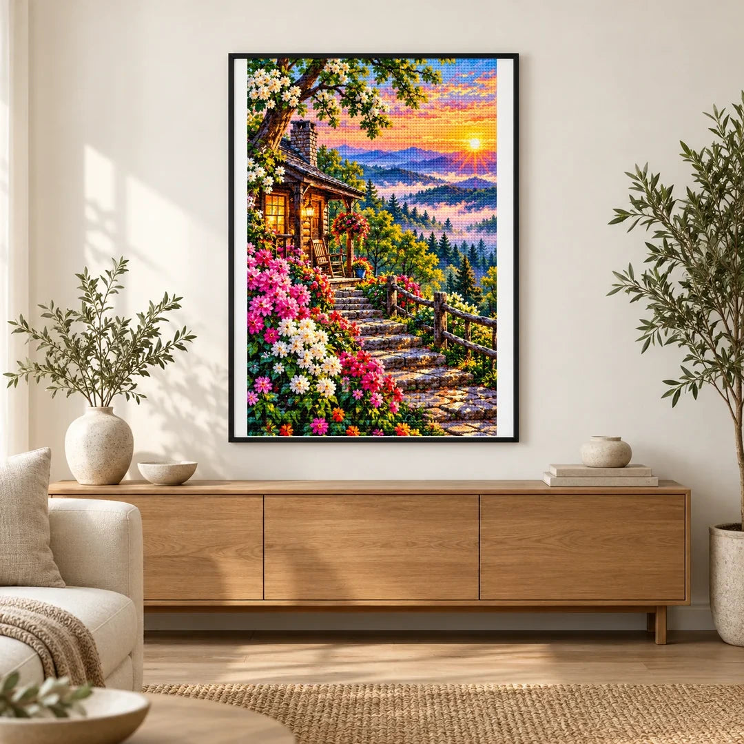 Blue Ridge Mountains Morning Mist finished artwork in home décor