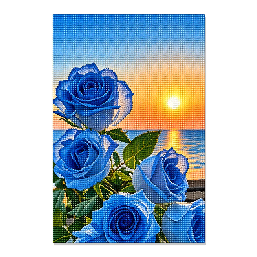 Blue Roses at Sunset Diamond Painting Kit hero view