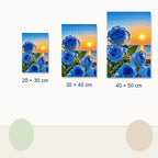 Blue Roses at Sunset Diamond Painting Kit size view