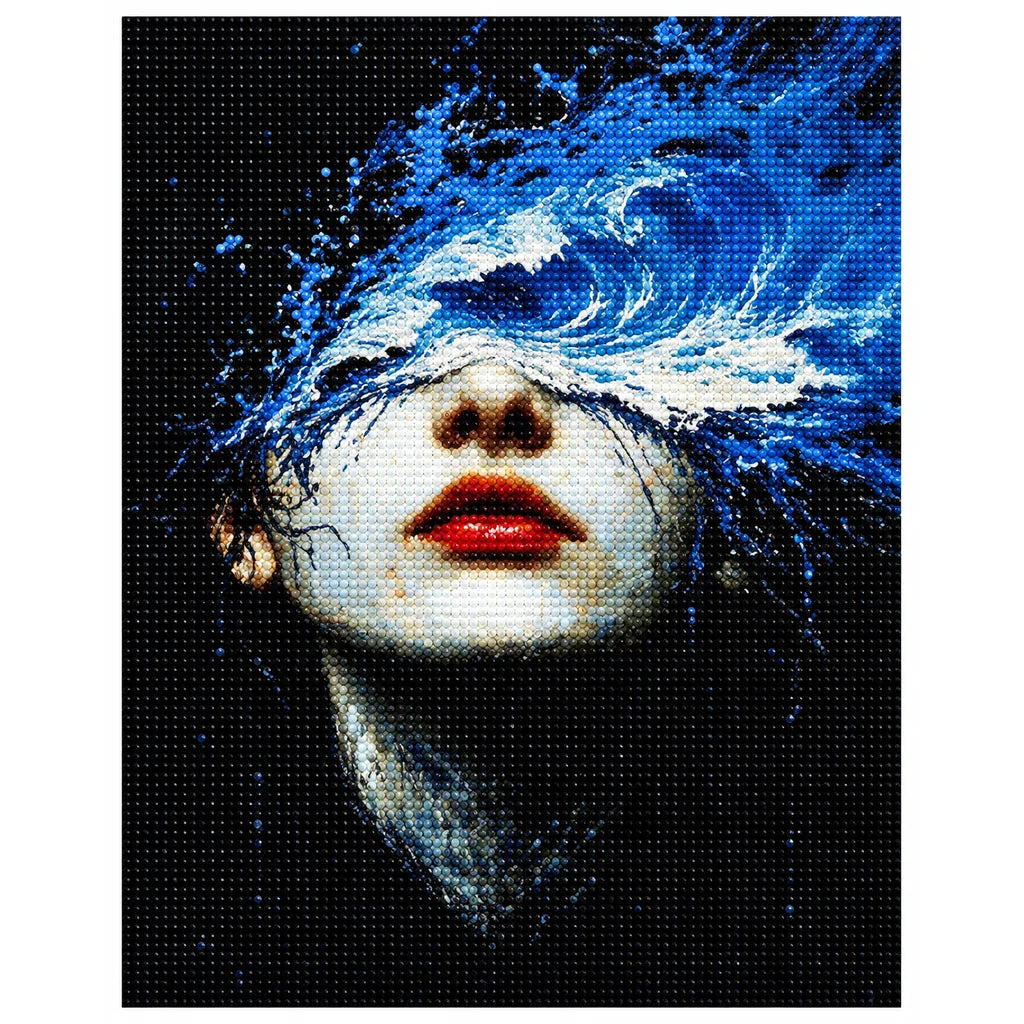 Woman with Blue Wave Across Her Eyes: finished