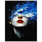 Woman with Blue Wave Across Her Eyes: finished