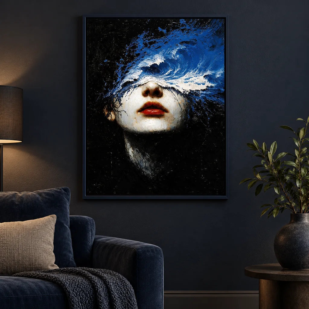 Woman with Blue Wave Across Her Eyes: scene