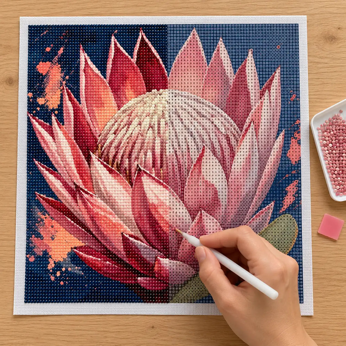 Diamond painting process for Blush Crown