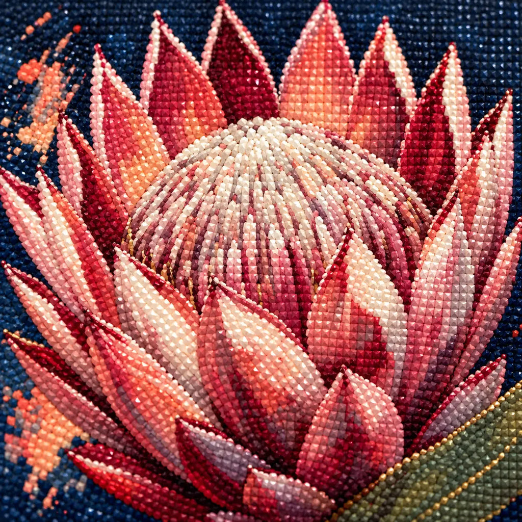 Close-up diamond drill detail of Blush Crown