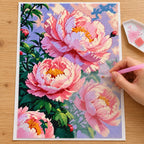 Diamond painting process for blush peony bloom.