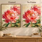 Framed and no-frame comparison for Blush Peony Pair Diamond Painting Kit.