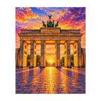 White-background finished diamond painting of Brandenburg Gate Sunset.