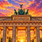 Close-up of drill details in the Brandenburg Gate Sunset diamond painting.