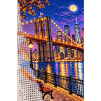 Brooklyn Bridge Moonlit Skyline diamond and canvas detail