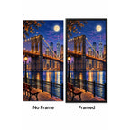Brooklyn Bridge Moonlit Skyline No Frame and Framed comparison