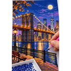 Brooklyn Bridge Moonlit Skyline diamond placement process