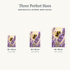 Bee and lavender diamond painting in 20 by 30, 30 by 40, and 40 by 50 cm sizes