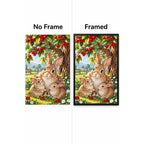 Bunny Family Apple Tree Diamond Painting Kit No Frame and Framed comparison