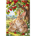 Bunny Family Apple Tree original artwork on white background