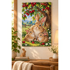 Bunny Family Apple Tree Diamond Painting Kit home decor scene
