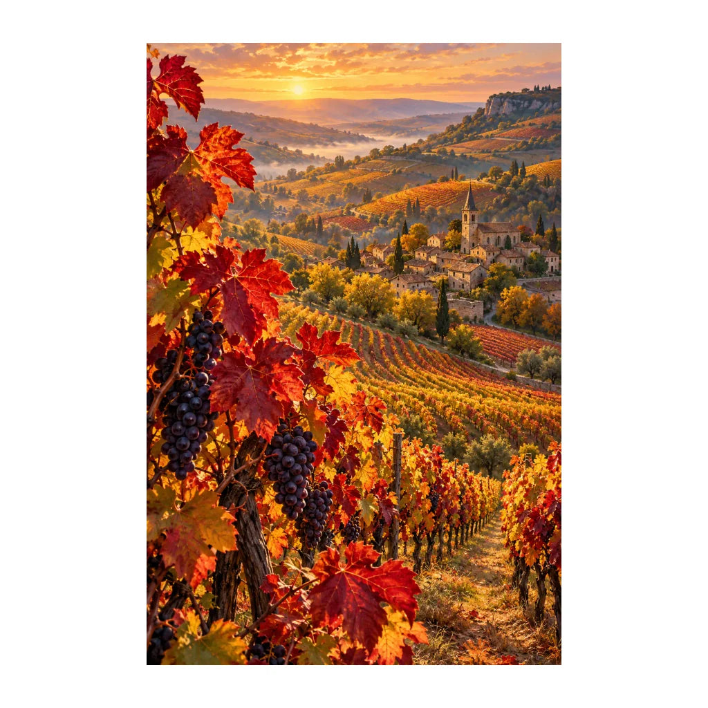 Original Burgundy Vineyard artwork on a white background.