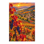 White-background finished diamond painting of Burgundy Vineyard.