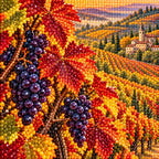 Close-up of drill details in the Burgundy Vineyard diamond painting.