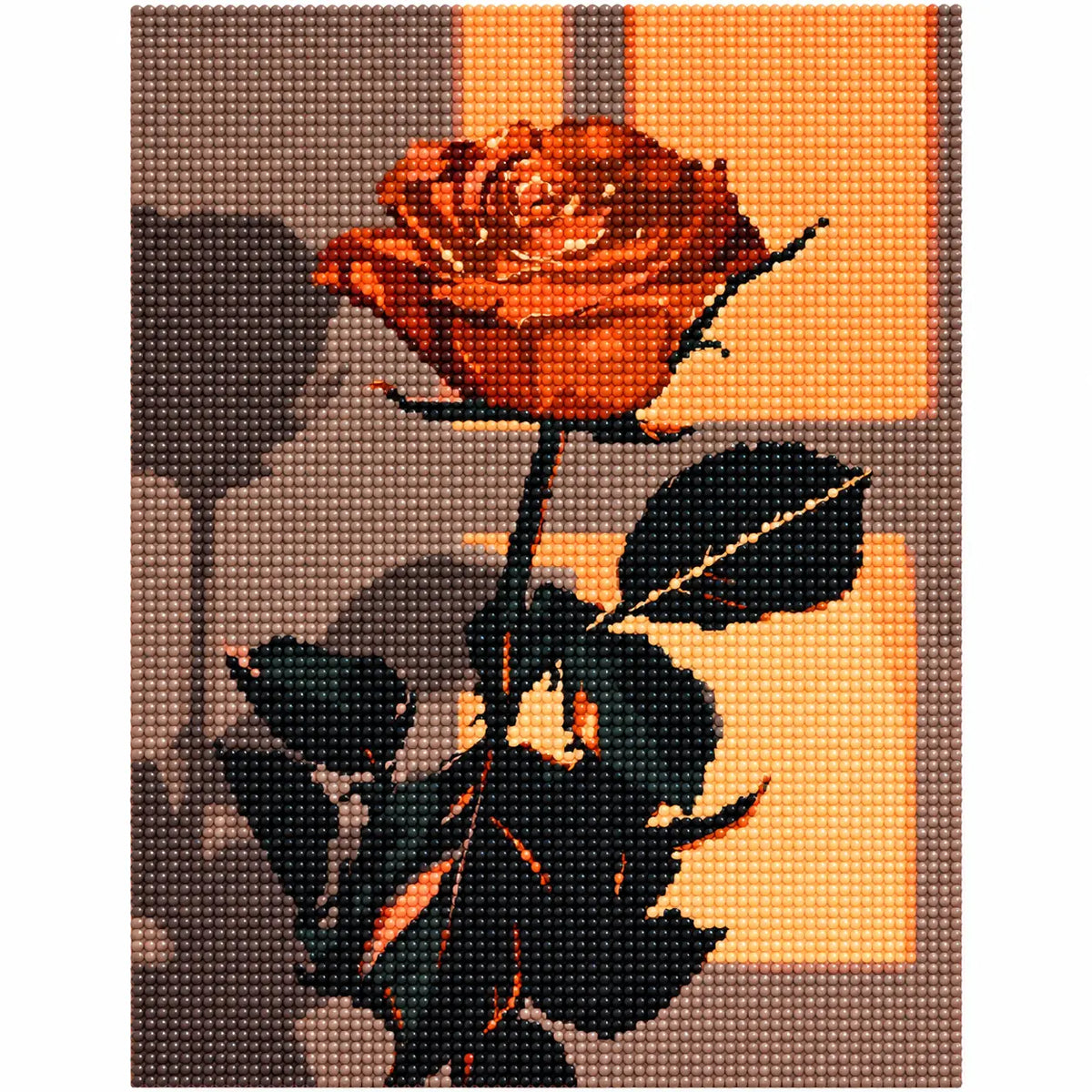 White-background finished diamond painting of Burnt Amber Rose