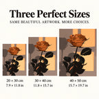 Three canvas sizes for Burnt Amber Rose