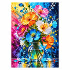 Finished diamond painting of burst of summer blooms.