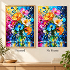 Framed and no-frame comparison for Burst of Summer Blooms Diamond Painting Kit.