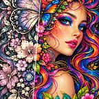 Butterfly Floral Beauty Diamond Painting Kit — Diamond and canvas detail