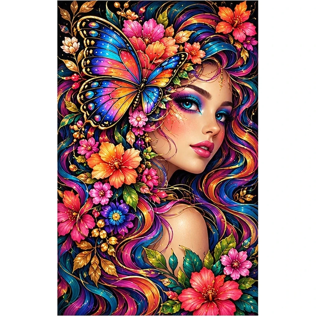 Butterfly Floral Beauty Diamond Painting Kit — original white-background artwork