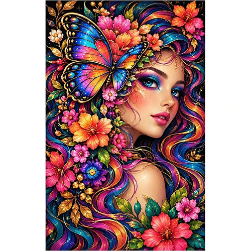 Butterfly Floral Beauty Diamond Painting Kit — original white-background artwork