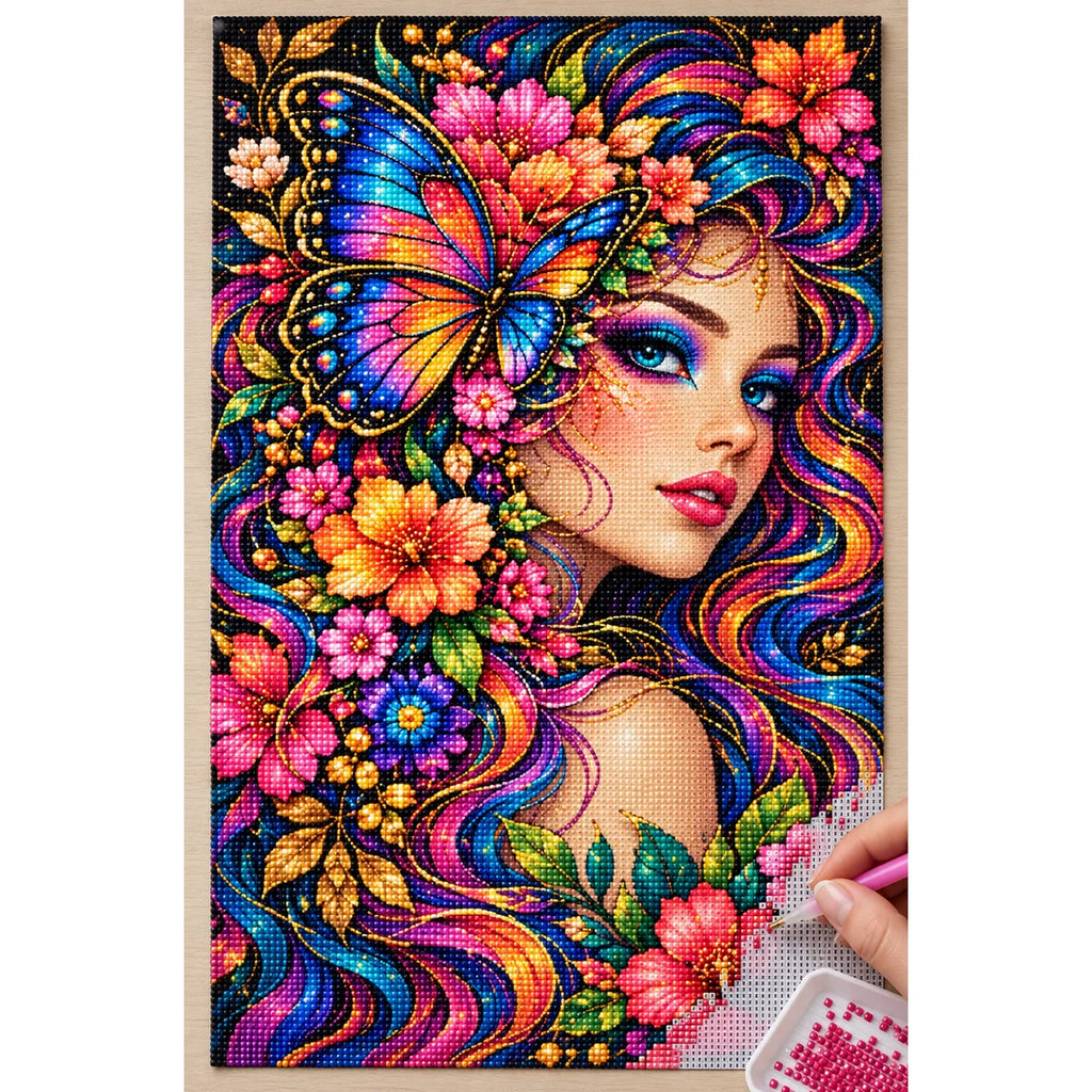 Butterfly Floral Beauty Diamond Painting Kit — Diamond painting process