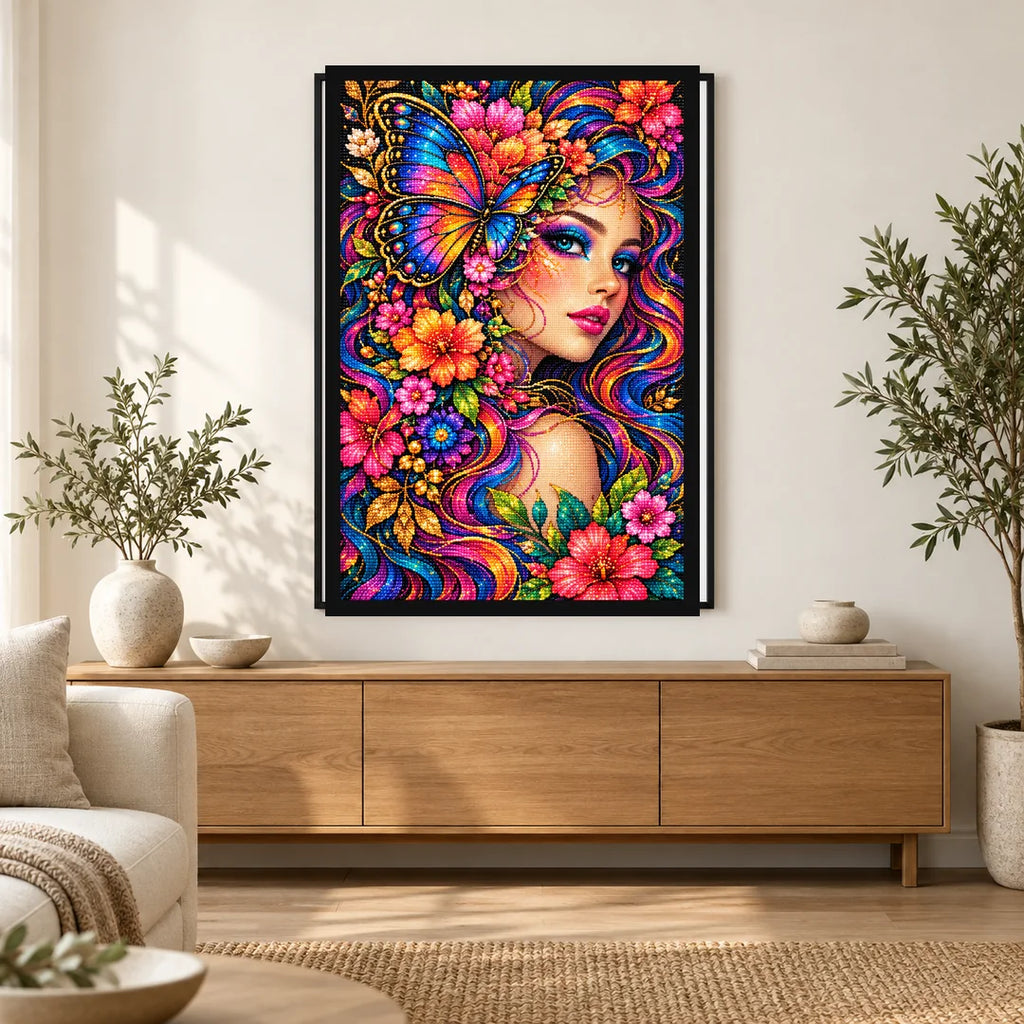 Butterfly Floral Beauty Diamond Painting Kit — Home decor scene