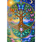 Butterfly Tree of Life Diamond Painting Kit — canvas and drill material detail