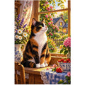 Calico Cat Cottage Kitchen Diamond Painting Kit — original white-background artwork