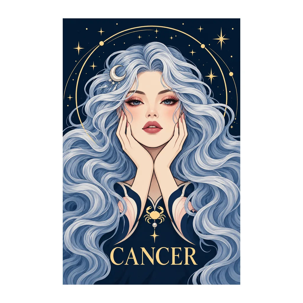 Original white-background artwork of Cancer Moon Tide Keeper
