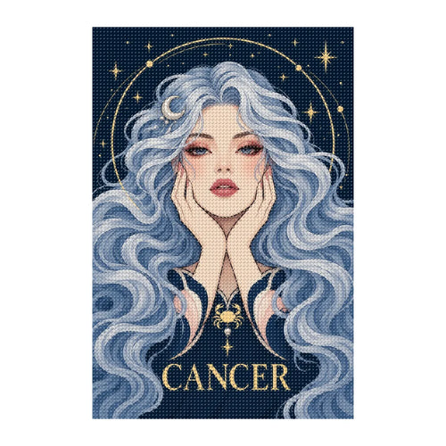 Finished white-background diamond painting of Cancer Moon Tide Keeper