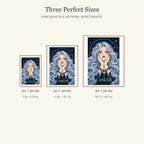 Cancer Moon Tide Keeper diamond painting in 20 by 30, 30 by 40, and 40 by 50 centimeter sizes