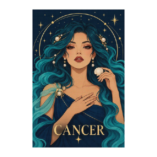 Finished white-background diamond painting of Cancer Coral Shell Dreamer