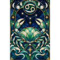 Original white-background stained-glass Cancer crab artwork
