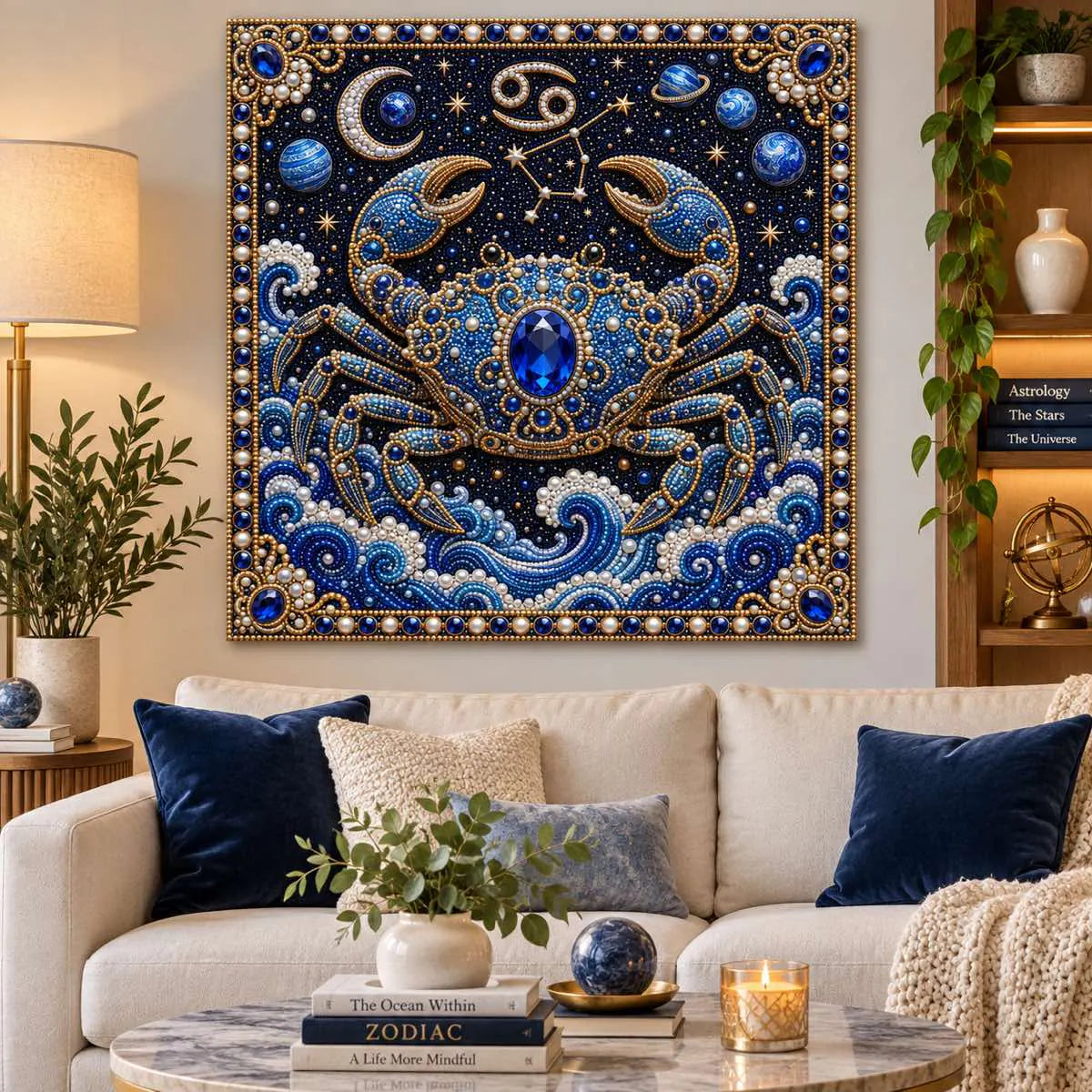 cancer pearl artwork shown as a home display example